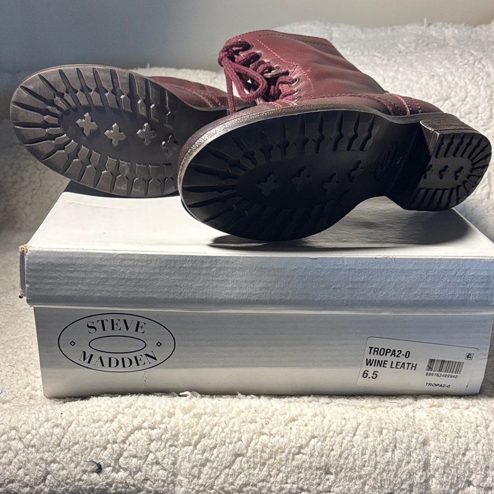 Steve Madden Burgundy Combat Boots - Picture 4 of 5